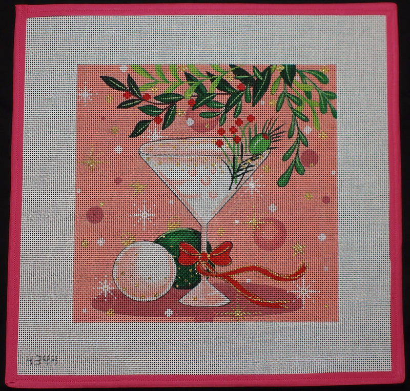 "Pink Holiday Martini Canvas"