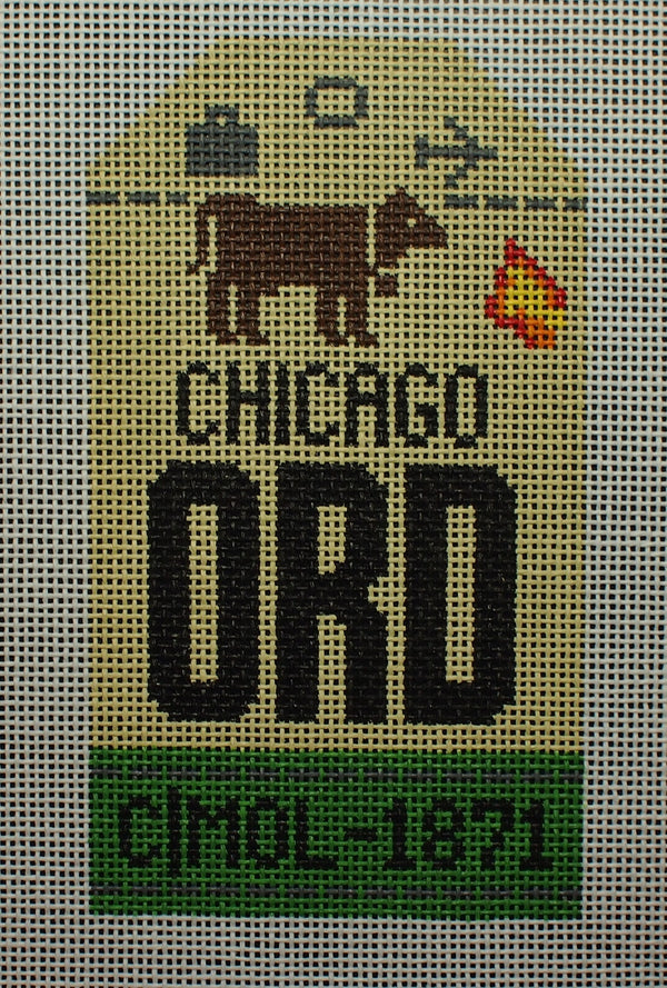 "Chicago (O'Hare) Retro Travel Tag Canvas"