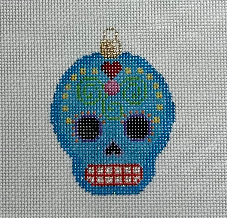 Sugar Skull Ornament Canvas- Blue