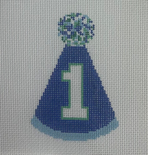 Blue First Birthday Hat Canvas