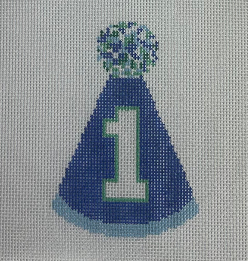 Blue First Birthday Hat Canvas