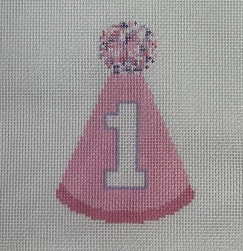 Pink First Birthday Hat Canvas