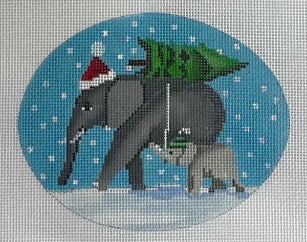 Christmas Tree Elephants Canvas