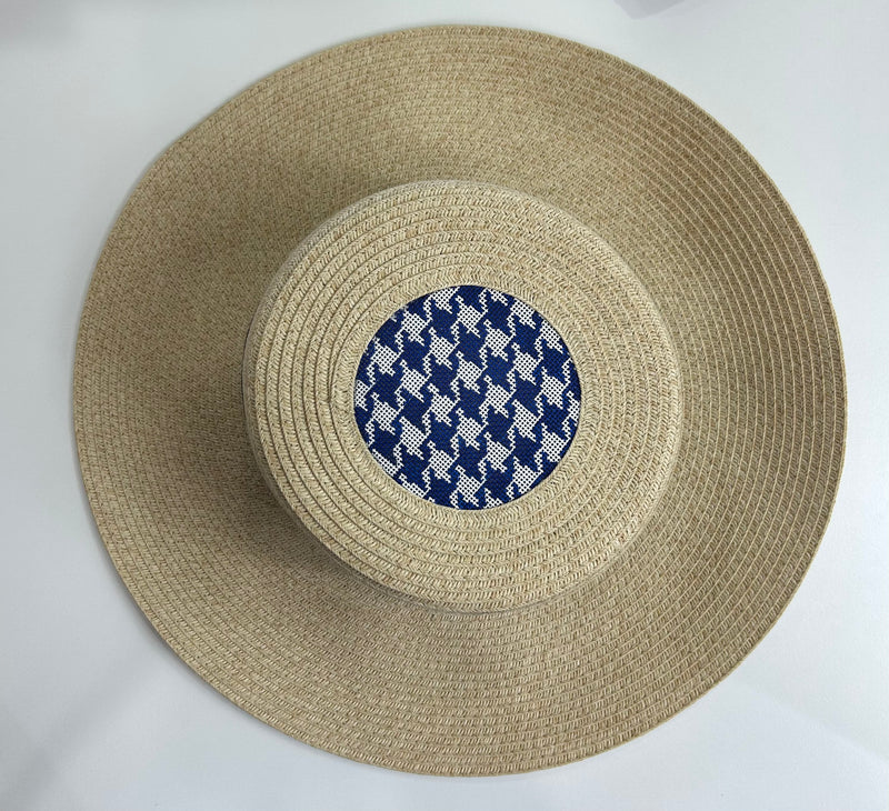 Needlepoint Sun Hat- Kate Dickerson Houndstooth Canvas
