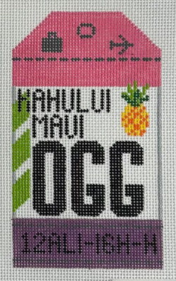 Retro Travel Tag- Maui Canvas