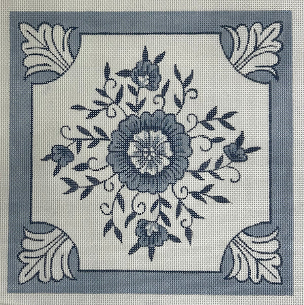 Blue and White Floral Canvas