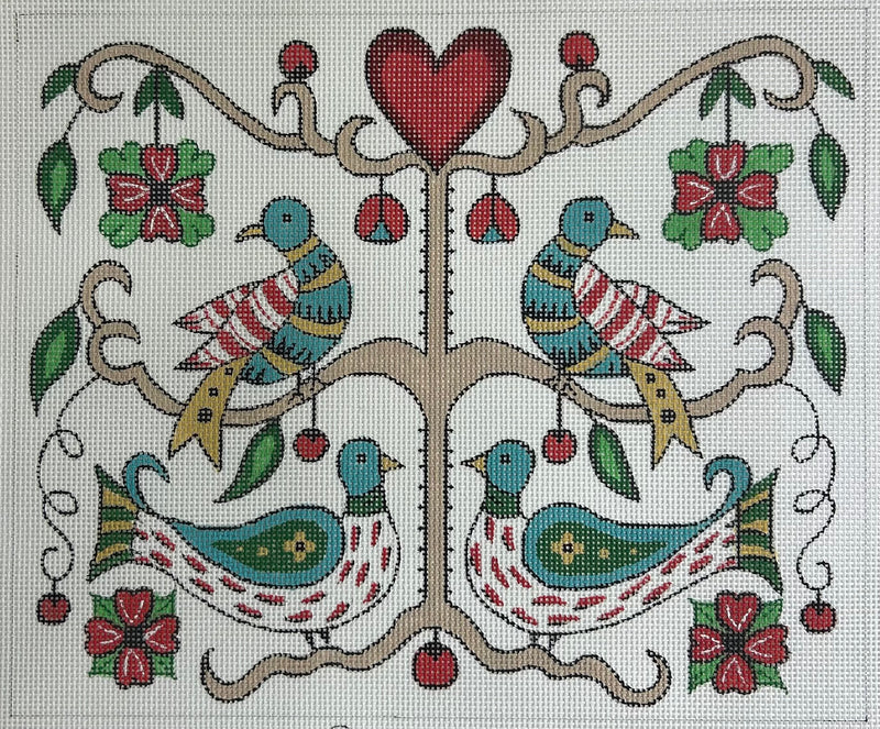 Hearts and Bird Canvas