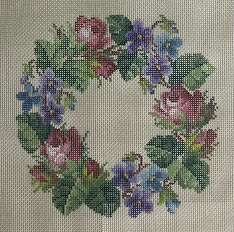 Rose and Violet Wreath Canvas