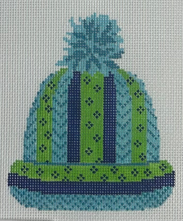 Blue Stripe Winter Hat Canvas