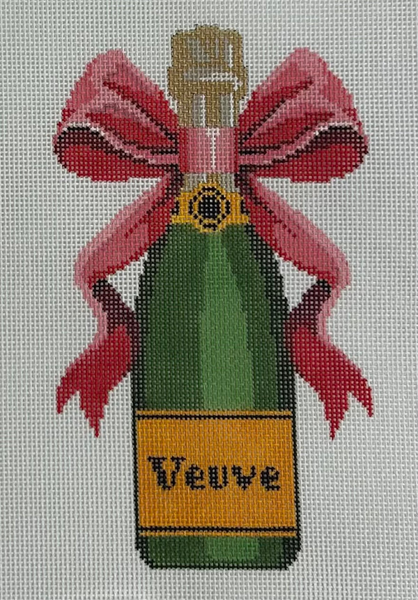 Veuve Bottle- Red Bow Canvas