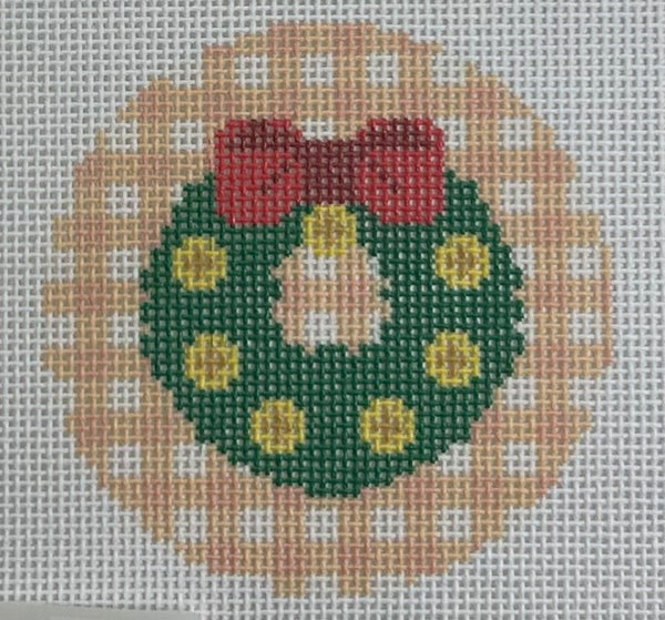 Green Wreath with Red Bow Canvas