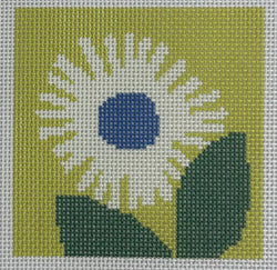 Green with White Floral Coaster Canvas