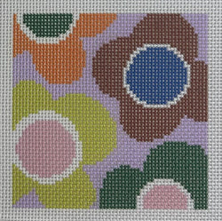 Purple with Colorful Flowers Coaster Canvas