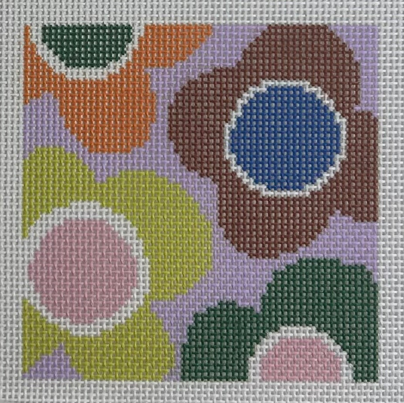 Purple with Colorful Flowers Coaster Canvas