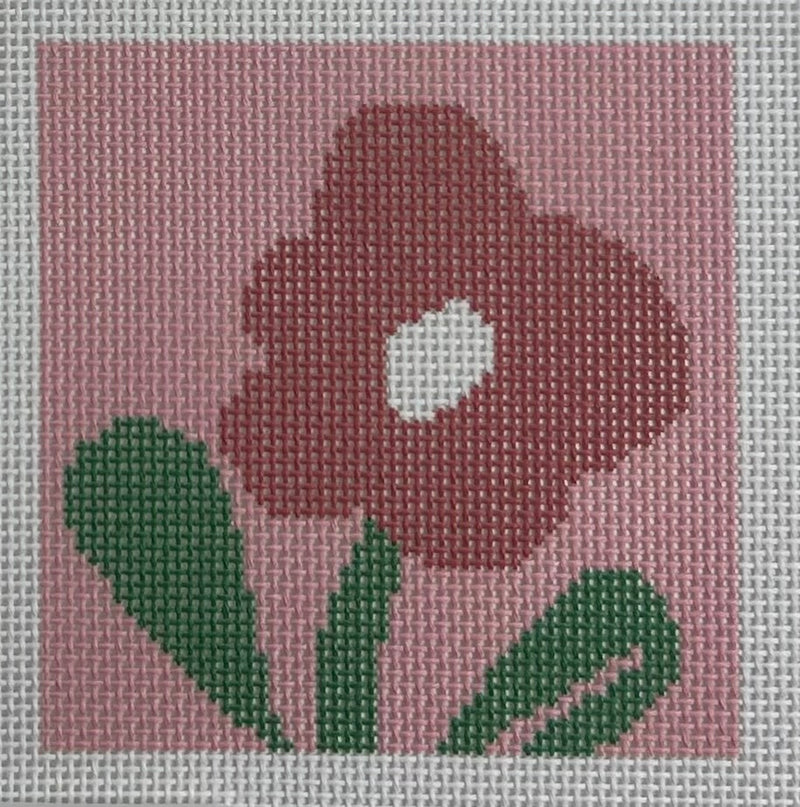 Pink with Red Flower Coaster Canvas