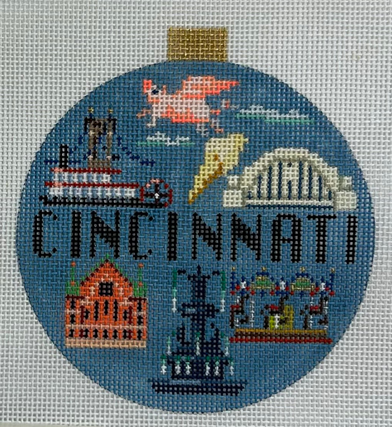 Cincinnati Travel Round Canvas