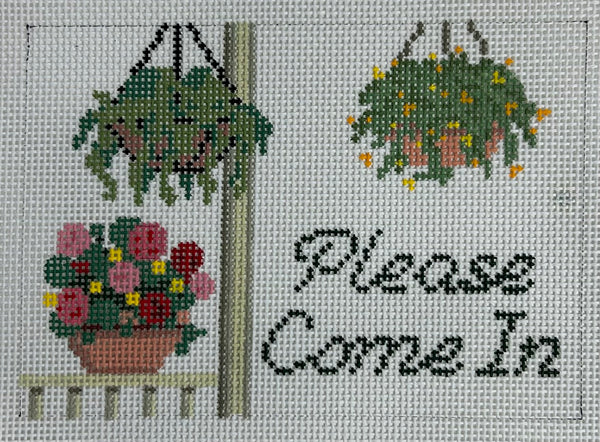 "Please Come In" Hanging Basket Canvas