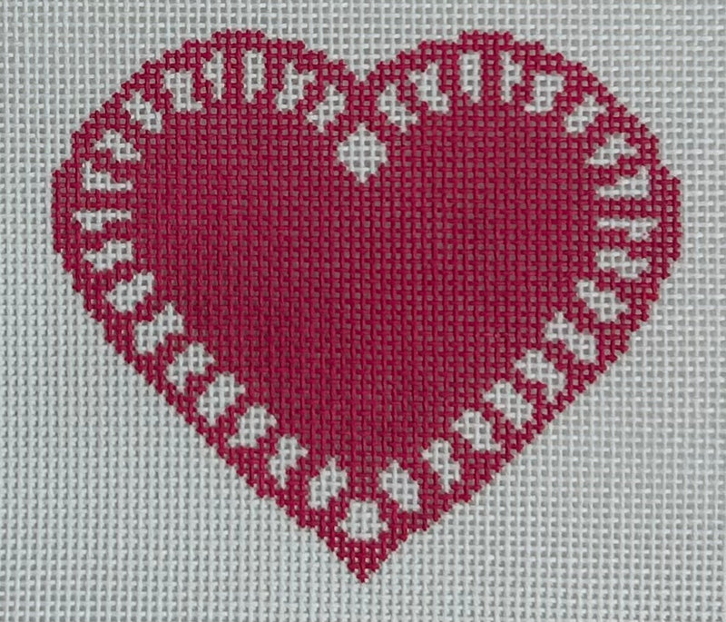 Dark Pink Doily Heart Canvas