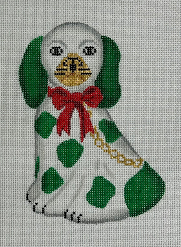 Staffordshire Dog Canvas- Green and White