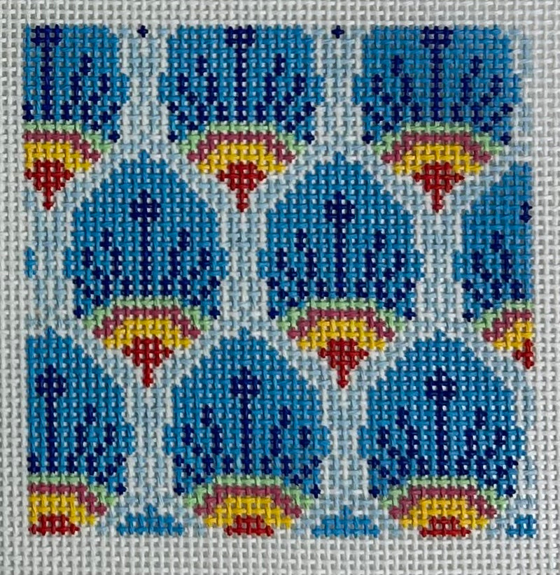 Blue Peacock Feather Square Coaster Canvas