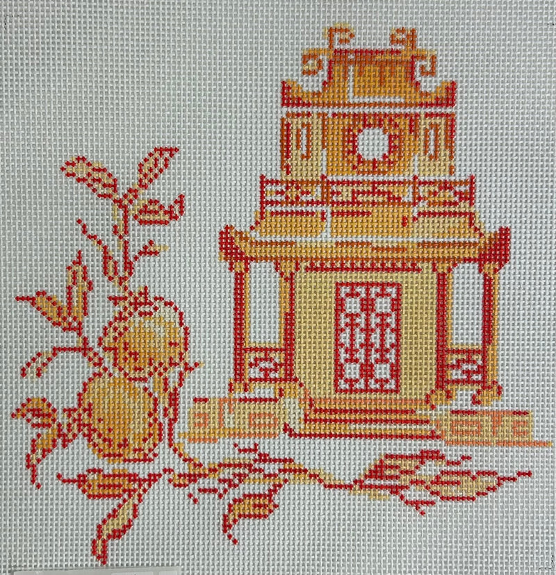 Orange Persimmon Pagoda Canvas