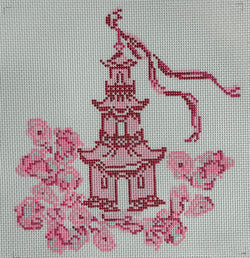 Pink Cherry Blossom Pagoda Canvas