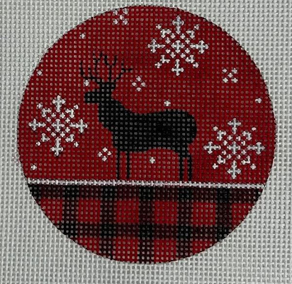 Moose Plaid Ornament Canvas