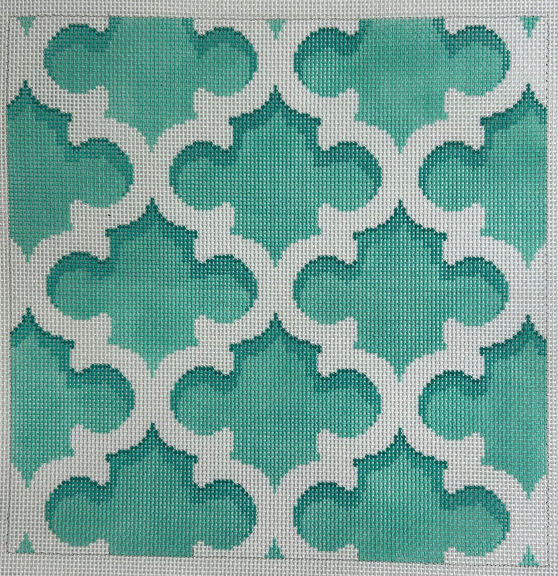 Quatrefoil Aqua Geometric Canvas
