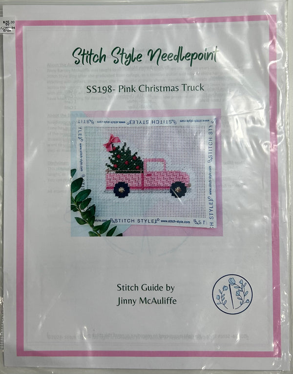 Pink Christmas Truck Canvas