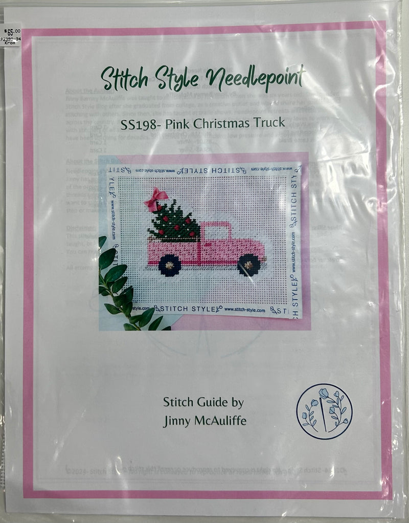 Pink Christmas Truck Canvas