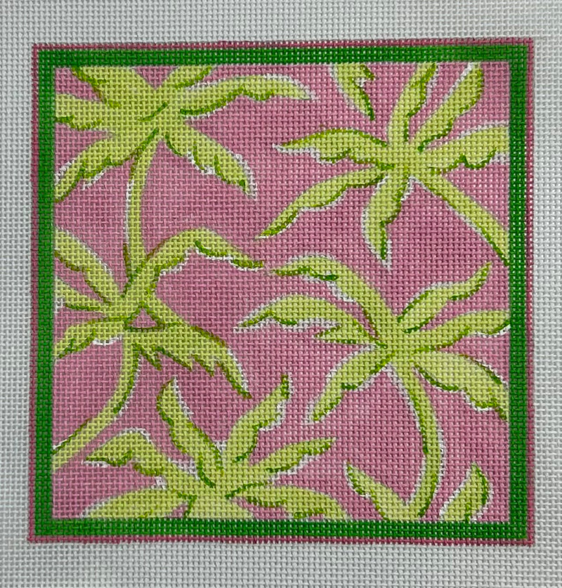 Pink and Green Palm Tree Canvas