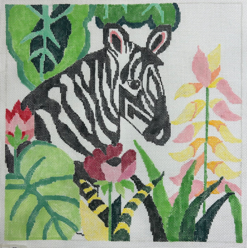 Floral Zebra Canvas