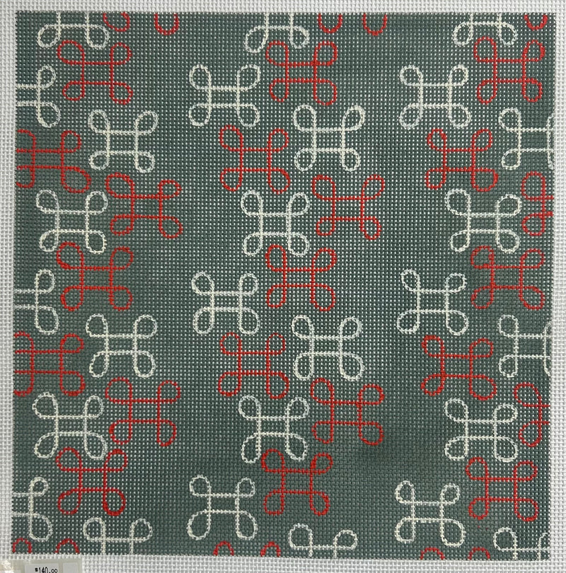 Grey with Red and White Designs Canvas