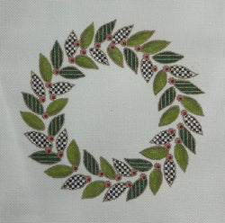 Olive Wreath with Patterned Leaves Canvas