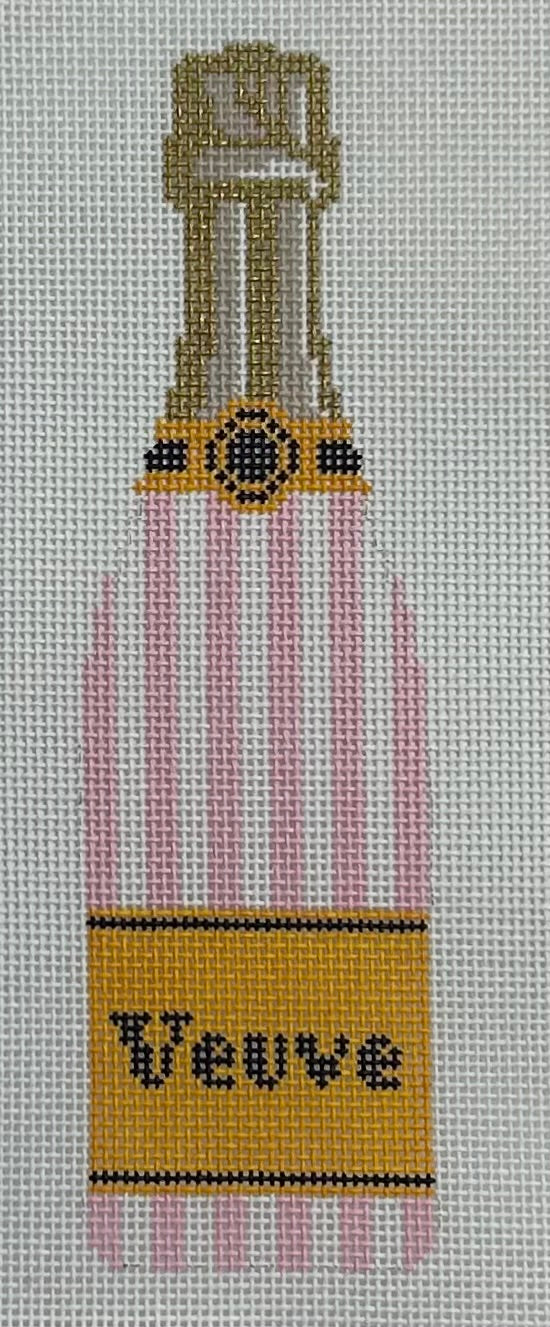 Veuve Bottle- Pink Stripe Canvas
