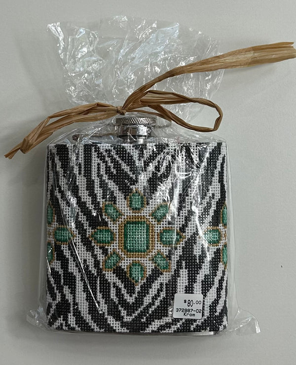 Zebra Print Flask Cover Canvas and Flask