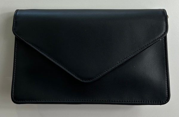 Self-Finishing Black Leather Shoulder Bag