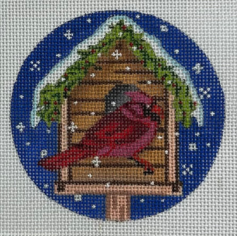 Birdhouse with Cardinal Canvas