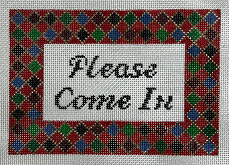 "Welcome" Harlequin Sign Canvas