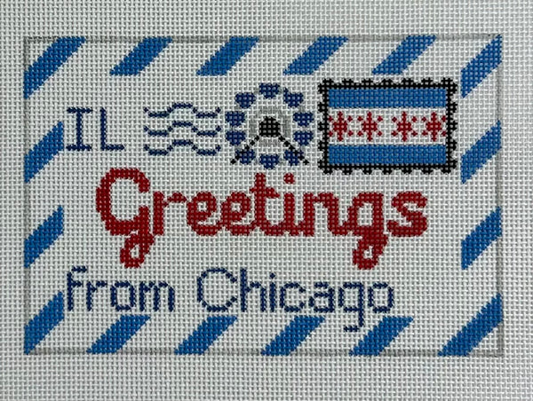 Greetings From Chicago Postcard Canvas