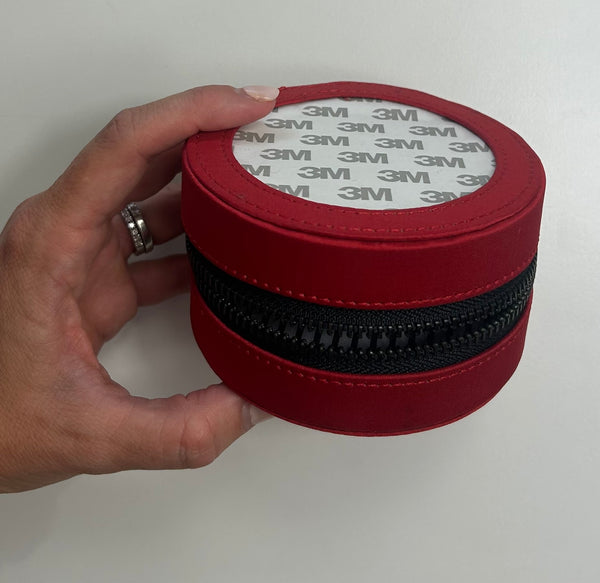 Self-Finishing Round Leather Case- Red