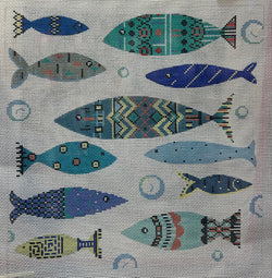 Blue Patterned Fish Canvas