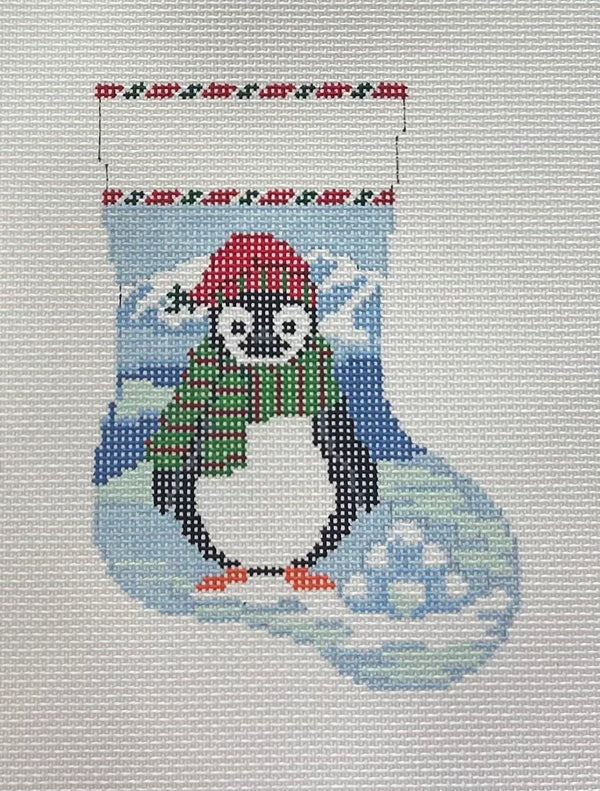 Mini Stocking- Penguins with Snowballs Canvas