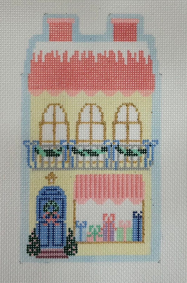 Christmas Village Yellow Shop Canvas