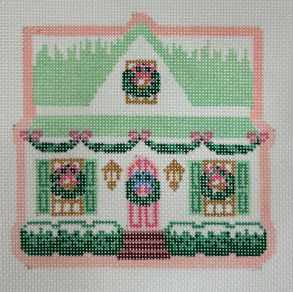 Christmas Village Green House Canvas