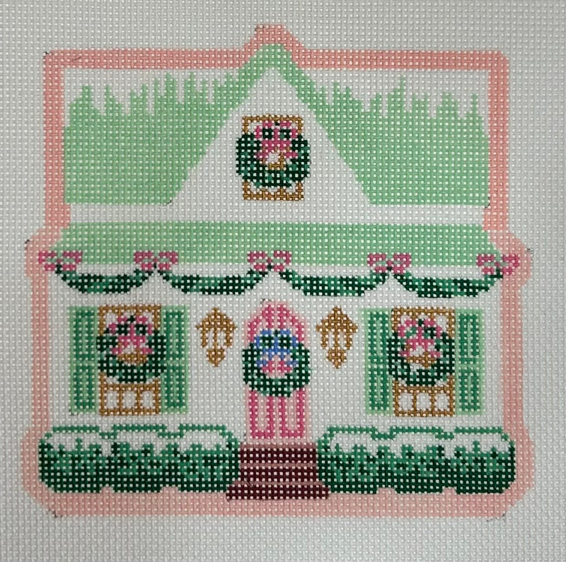 Christmas Village Green House Canvas