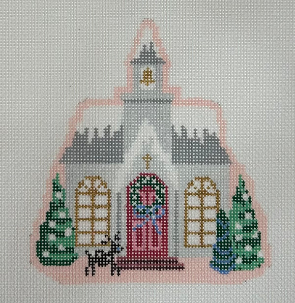 Christmas Village Church Canvas