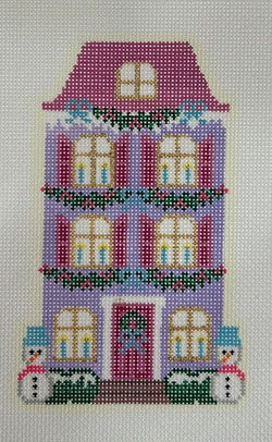 Christmas Village Purple Row House Canvas