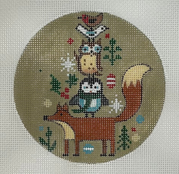 Fox & Stacked Animals Canvas