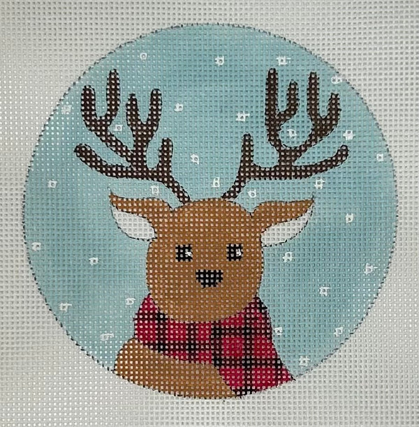 Reindeer on Plaid Scarf Canvas